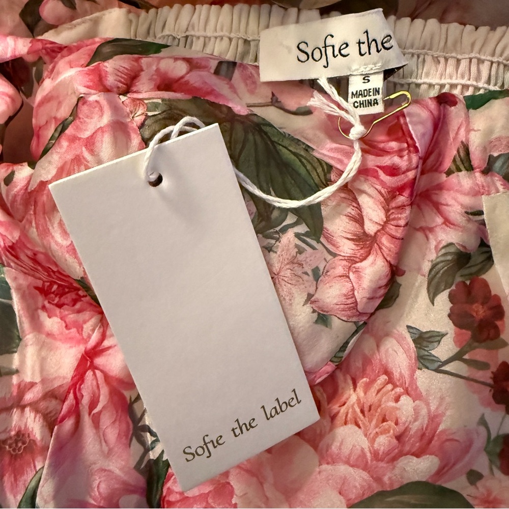 Sofie the Label Pink Floral Tiered Ruffle Midi Dress Bustier Bodice NWT Sz S - Picture 6 of 10